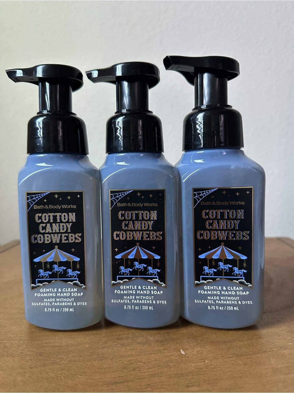 X3 Bath & Body Works Cotton Candy Cobwebs Foaming Hand Soaps NEW